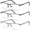 Xnourney 3 Pack Blue Light Blocking Reading Glasses for Men, Stylish Half Frame Metal Computer Readers, Lightweight Spring Hinge Eyeglasses Anti Eyestrain/Glare/UV (Mix Color, Black+Grey+Brown, 2.5)