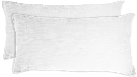 jilda-tex Bio-Bettwäsche Musselin Medina 100% Bio-Baumwolle Knitterlook Bügelfrei Uni Made in Green (Weiß, 2X 40x80 cm)