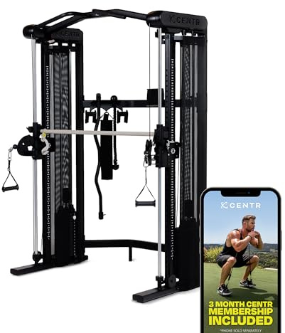 Centr 3 Home Gym Funktionstrainer mit selektorisierter Smith-Stange – kompaktes Heimtrainingsgerät mit Zubehör und 2 x 75 kg Gewichtsstapeln – inklusive 3-monatiger Mitgliedschaft für Centr von Chris