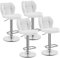 Yaheetech Lot de 4 Tabourets de Bar Réglables en Hauteur Modernes,Chaises de Bar en Similicuir et Métal,Tabouret Haut Capacité de Charge Maximale 136 kg,44 × 50,5 × 89 cm Blanc