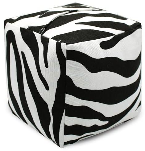 CERAYOU Decorative Weighted Door Stopper, Fabric Door Stop with Handle, Square Cube Heavy Duty Door Floor Stop Wall Protectors for Home Office Bedroom Living Room Exterior Doors, Zebra