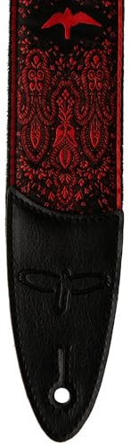 PRS 2 Guitar Strap, Custom Jacquard Birds Fleur, Red