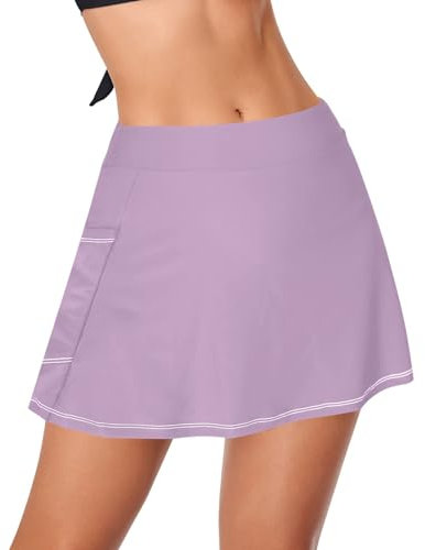 Badehose für Damen, hohe Taille, Bikinihose mit integriertem Slip, Flieder, XL
