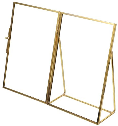 ABOOFAN Blumen-fotorahmen 6 Zoll Kupfer-bronze-glas Bilderrahmen Einfacher Fotohalter Probenrahmen Vitrine Glasvitrine