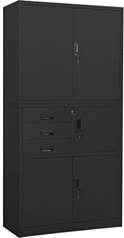 Büroschrank, Schließfachschrank Werkstattschrank Metallschrank Aktenschränke Geeignet für Büro Garagen Supermärkte Lagerhaus Anthrazit 90x40x180 cm Stahl