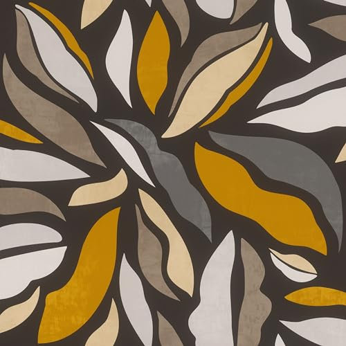 Rasch Symphony 869316 Papier peint intissé aux formes courbes en blanc, gris clair, jaune, taupe, gris et noir, 10,05 x 0,53 m (L x l)
