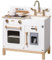 Robotime Kinderküche aus Holz, für Mädchen und Jungen ab 3 Jahren, Rollenspiel-Kochset mit Lichtern und Geräuschen, Herd, Eiswürfelmaschine und Besteck, Geschenk für Kinder von 3-8 Jahren (Creme)