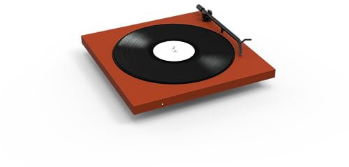 Tone Factory Turntable, Minimalistischer Design Plattenspieler mit Bluetooth und eingebauter Phonovorstufe, Made in Europe (Rot)