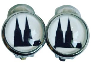 Cabochon Ohrclips Köln Kölner Dom schwarz weiß mit Polster Edelstahl 12 mm (8 mm)