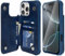 VANAVAGY Compatible for iPhone 16 Pro Max Wallet Casewith Credit Card Holder,Rfid Leather Flip Folio Cover Fits Magnetic Car Mount and Stand with Screen Camera Protector,Navy Blue