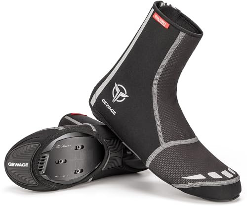 GEWAGE Fahrradschuhe Überschuhe, Unisex Warmhalte Schuhüberzieher mit Reflektierenden Streifen für MTB und Rennrad (Schwarz, S)
