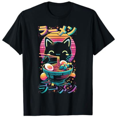 Anime Cat Ramen Retro Kawaii Ramen Cat T-Shirt