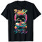 Retro Japanische Nudeln Niedlich Katze Japan Anime Katze Isst Ramen Retro Kawaii Ramen Katze Unisex T-Shirt Schwarz S