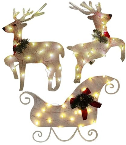 Weihnachtsdekoration für den Außenbereich – Garten Weihnachtsdekorationen | Hofschilder leuchten Dekoration | Elch Schild Hofkunst | beleuchtete Ornamente Urlaub Pfahl Schild |