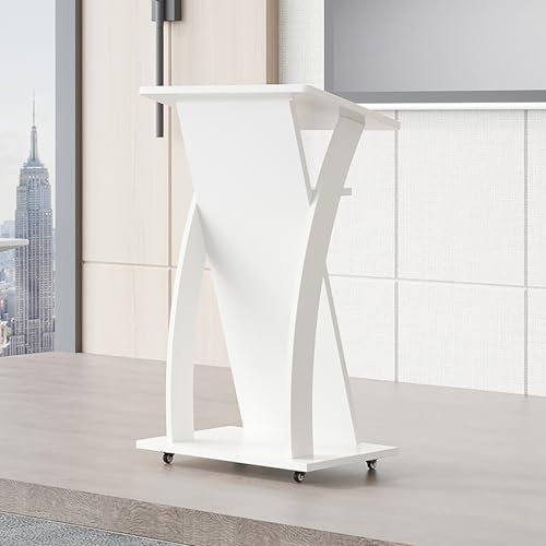 LLYLAFDC Stehpulte, Rednerpult Stehpult, Kompakte Lehrerpultständer Multi Funktion Kanzel,Büro Stehtisch Stehtische Schreibtisch Laptopständer Arbeitstisch,Für Hotels, Seminare, Hochzeiten(Wit)
