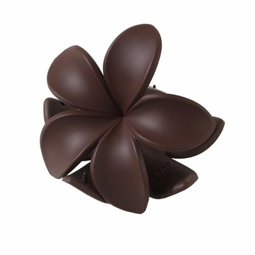Frosted - Pinza para el pelo para mujer, diseño de flor en 3D, con dientes antideslizantes, textura en la parte posterior de la cabeza, color café oscuro