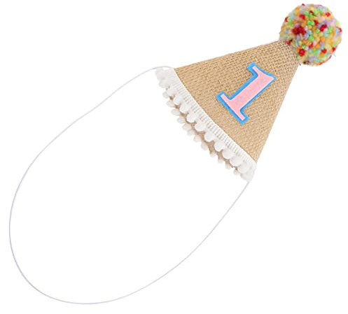 FELTECHELECTR Leinen 1. Geburtstag Hut Kleinkind Hut Dekorative Party Cap Baby Mädchen Foto Prop
