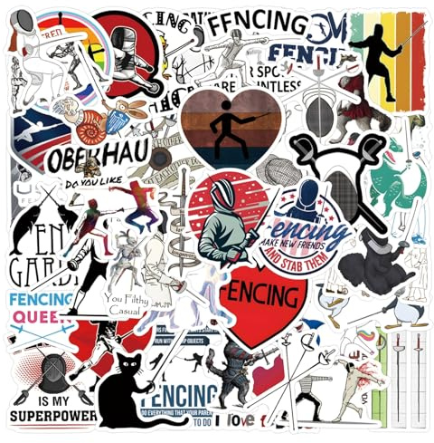 Bric Dodo 50 Stück Sword Fighting Aufkleber Auto Laptop Telefon Gitarre Skateboard Motorrad Fahrrad Schwertkampf Stickers Set Vinyl Wasserdicht Aesthetic Aufkleber für Jugendliche Kinder Erwachsene