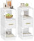 Hzuaneri Nachttisch 2er Set, Beistelltisch mit Offenes Fach, Nachttisch Schmal mit 1 Stoffschublade, Modern, für Schlafzimmer, Wohnzimmer, 30 x 24 x 60 cm, Weiß NS61303W