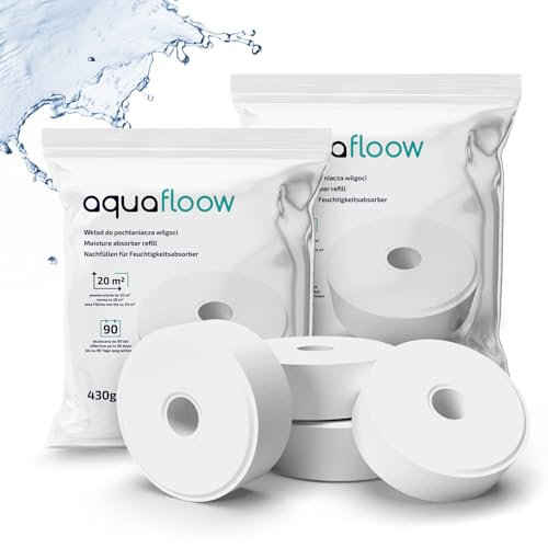 Aquafloow Tabletas de repuesto para deshumidificador de aire, Reducen la humedad y los olores desagradables, Paquete de repuesto compatible con el deshumidificador de aire AERO 360°, Paquete de 8