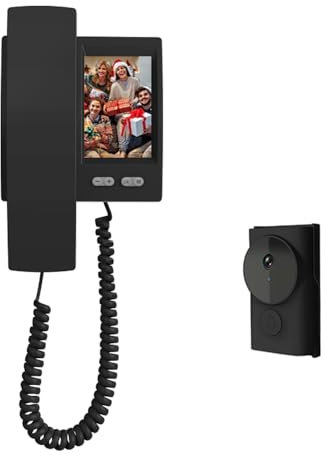 TKMARS Video Doorbell Wireless with Display,2-Way Intercom Night Vision Video Doorbell with Monitor 2.4G Bluetooth Connectivity Doorbell Camera Wireless No Monthly Fee,No WIFI Required,No APP(Black