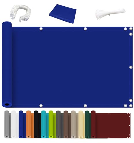 Ziligengsheng für Balkon Balkon Blickdicht Sichtschutz, Witterungsbeständig und Wasserabweisend,Terrasse & Garten 90x800cm, Königsblau