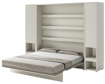 Friderik Bed Concept BC-013 Wandklappbett Vertikales Schrankbett ohne Matratze, 180x200 cm + 2X Vertikalschrank BC-07 (Kaschmirfarbe)