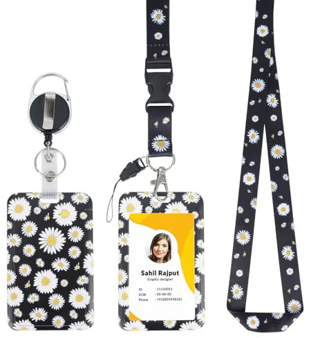 Elalove Rétractable avec Cordon et Mousqueton Porte Badge Plastique - Étui Rigide pour Cartes Badges et Clés