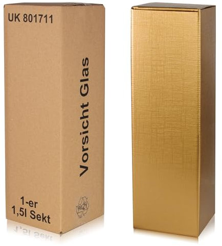 3x Magnum Flaschen Versandkarton inkl. Geschenkkarton Gold mit Leinenprägung (DHL/PTZ zertifiziert)