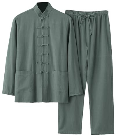 Bauzuoyo Kung Fu Costume pour homme et femme - Arts martiaux chinois traditionnels Tai Chi Qigong Wing Chun Shaolin Wushu Manches longues Entraînement Loisirs Vêtements Uniforme Veste Pantalon