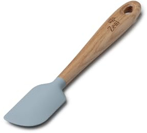 Zeal Silicone Spatula with Ash Wooden Handle – 19cm Non-Scratch, Heat-Resistant Cooking & Baking Spatula for Mixing, Scraping & Folding (Duck Egg Blue)