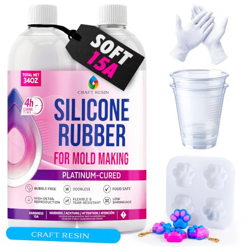 Craft Resin Fast-Curing Soft Silicone Mould Making Kit, Shore 15A, 1kg | Cures In 4 Hours. Translucent Platinum Cure Silicone. 1:1 Liquid Silicone Mix, For Resin, Soap, Candle And Complex 3D Moulds.