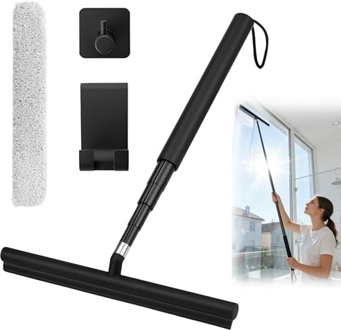 Duschabzieher Schwarz 30-120cm Verstellbarer Duschabzieher Duschwand Abzieher Silikon Glasabzieher Wasserschieber Bodenabzieher Wird für Badezimmerglas, Fenster, Fliesen und Autoscheiben Verwendet