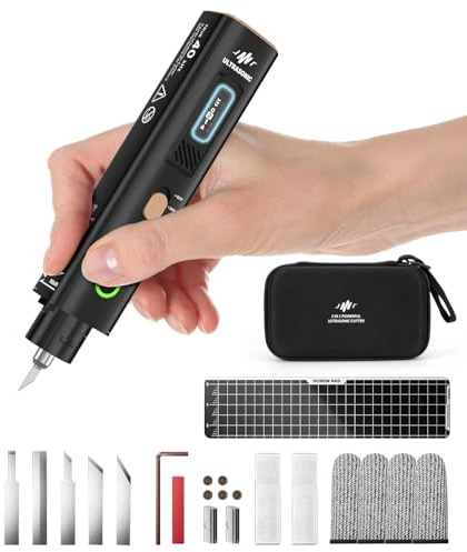 GlodHive Ultrasonic Knife Cutter – 40kHz Vibration, 35W Smart Power, LED Light, 3 Cutting Modes, Safety Lock,for 3D Printing, Resin, Dental, Carbon Fiber,Acrylic & DIY