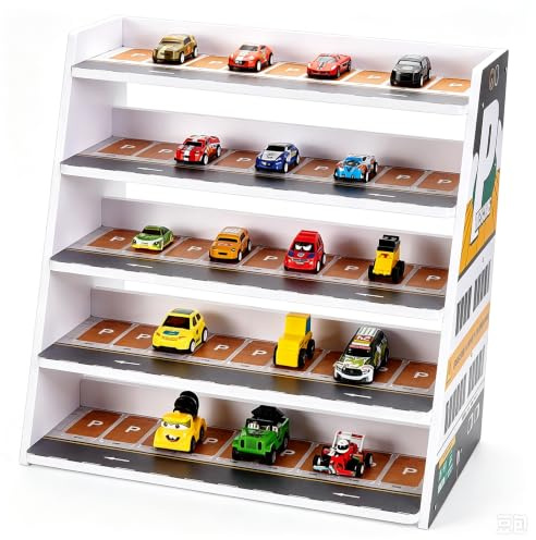 UNICRAFTALE 1/64 Hot Die Cast Model Car Display Case 5-Tier Display Stand | PVC Material Car Storage Organizer Small Parking Garage Diorama Ideal Birthday Present 40.5x20x40.5