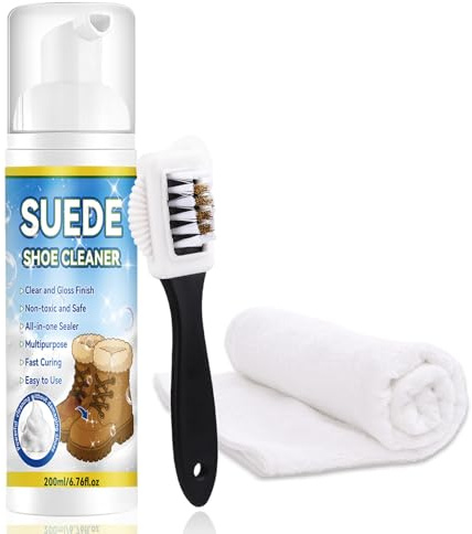 Eveellyn Suede Nubuck Cleaner, Professional Shoe Cleaner 200ml Gentle Stain Remover for Shoes Boots Bags Restores Texture Safe Effective Care Kit (1 pack) (One Size)