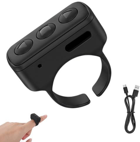 Bluetooth Wireless Finger Ring Page Turner Remote for iPad Android Phones Tablets