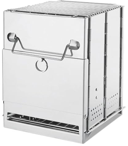 Buhdjfnke Outdoor -Holzofen Tragbarer Campingofen Mini Edelstahl Grill Faltbarer BBQ Picknick Angeln
