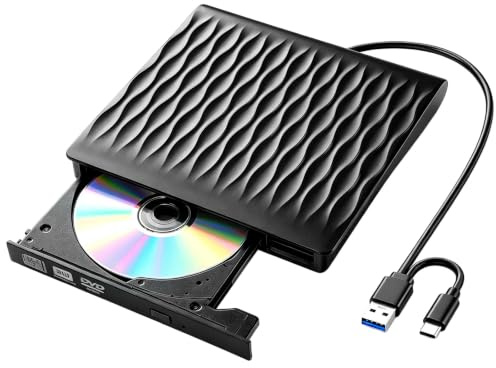 ViiRou Masterizzatore CD/DVD esterno USB 3.0 e Type-C, lettore CD DVD +/-RW ROM Drive portatile, lettore DVD/CD esterno per Windows 11/10/8/7/XP/Vista Linux MacOS Laptop Desktop