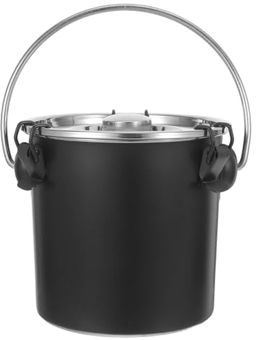 HEALEEP Grillkohle Runder Kohlebehälter Edelstahl Behälter mit Luftdichtem Verschluss and Schnellem Löschsystem für Holzkohle für Outdoor BBQ und Catering