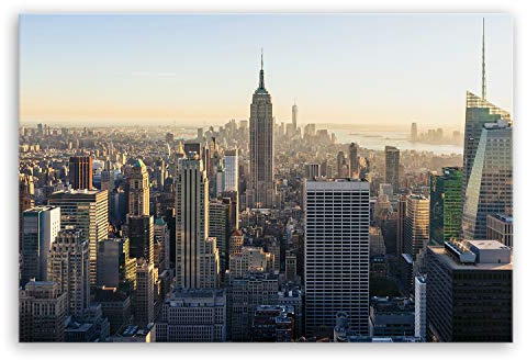 ge Bildet Bild auf Leinwand | New York City Skyline in 120x80 cm als Wandbild XXL | Wand-deko Dekoration Wohnung modern Bilder | 2257