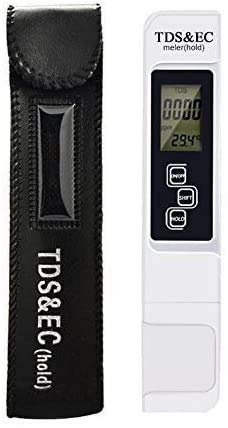 DINOWIN Tragbar Digital Wasserqualität Tester Digital TDS Tester EC/Temp Wassertest Leitwertmessgerät, Messbereich bei 0-9999ppm, 0,01 Auflösung (Weiß)