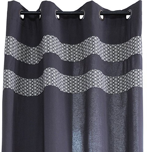 Alphadeco Ösenschal Kloda echtes Patchwork - Grau-Anthrazit/Beige - 135x260cm - 100% 170g/m2 Baumwolle