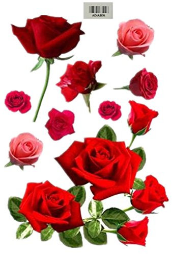 ADIASEN 3D Blume Rose Feder Blatt Auto Aufkleber Auto Aufkleber Zubehör Für Auto Motorrad Bike (Mehrfarbig-1)