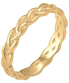 Elli Women's 925 Twisted Node Stacked Anniversary Ring, Gold,Size L (52 mm)