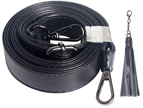 Beaulegan Ersatzträger für Umhängetaschen, aus Mikrofaser-Leder, verstellbar, 150 cm lang, Schwarz, Leder, Geschützmetall-Verschluss, 2.5 cm Wide