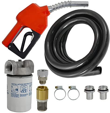 JUEGO DE ACCESORIOS - para BOMBA GASOIL - bomba de agua - PISTOLA DIESEL - PISTOLA GASÓLEO AUTOMÁTICA con MANGUERA GASOIL, válvula de retención, filtro de gasoil y válvula de conexión.