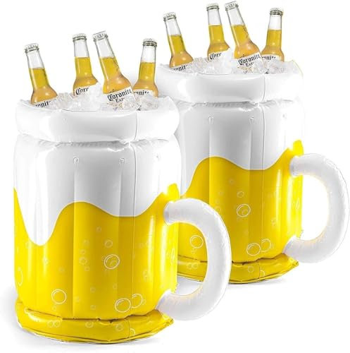 18 Paquet de 2 Seaux de Refroidisseur de Bière Gonflables pour Les Fêtes d'été, glacière gonflable, Refroidisseur de bière pour les fêtes, Beach Pool Parties, seau a biere gonflable
