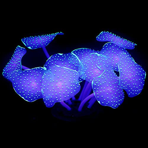 Uniclife Coral Plant Decorations Glowing Artificial Ornament for Fish Tank Aquarium, Green, Ball shape