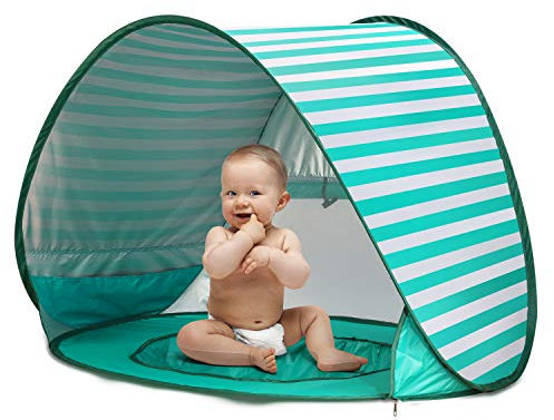 CeeKii Baby Strandmuschel Pop Up Sonnenschutz Strand mit Minipool, Strandzelt UV Schutz, Portable Faltbares Pop Up Strandmuschel Baby, für Strand Camping Garten Grillparty, 120 x 70 x 80 cm (Grün)